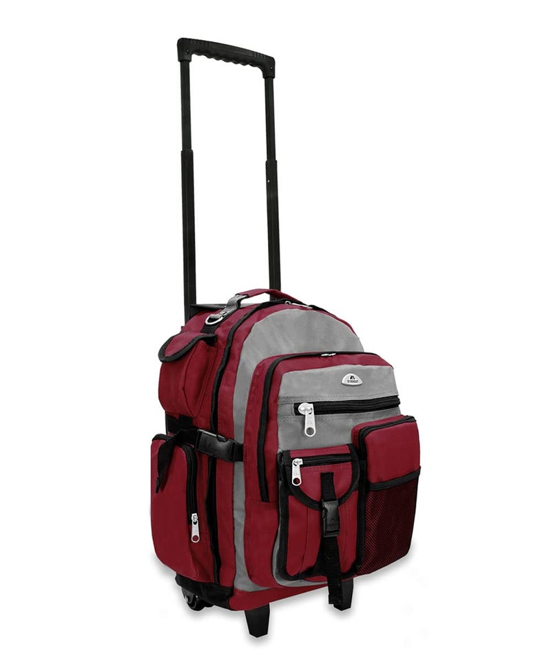 Everest 5045 Deluxe Wheeled Backpack, Burgundy, One Size - Image 2